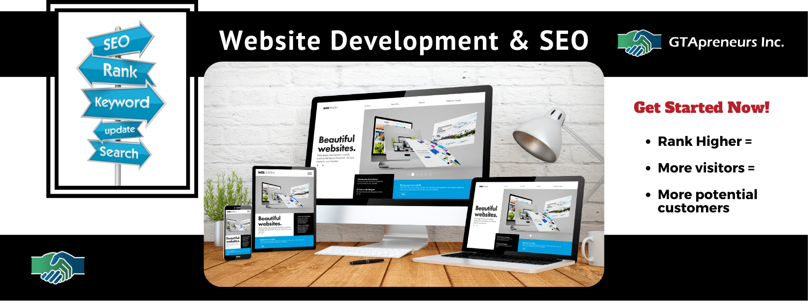 GTApreneurs website development and SEO services banner