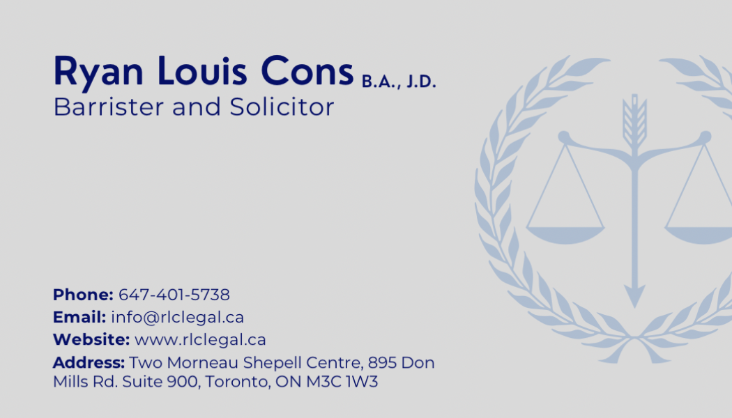 Ryan Cons, Real Estate Lawyer business card