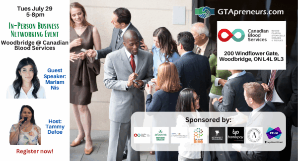 GTApreneurs July 29 Toronto Business Networking Event for website