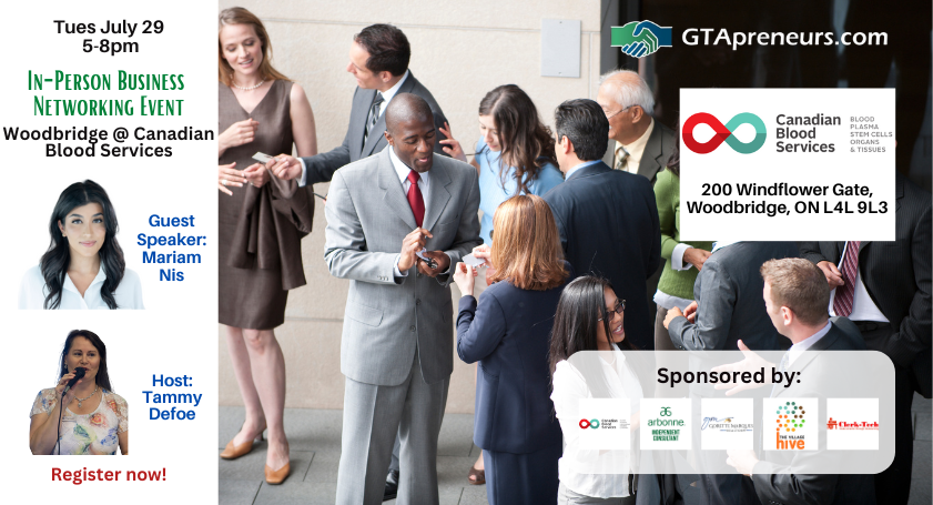 GTApreneurs July 29 Toronto Business Networking Event for website