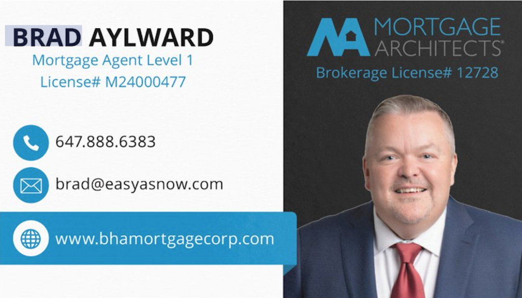 Brad Aylward, Mortgage Agent business card