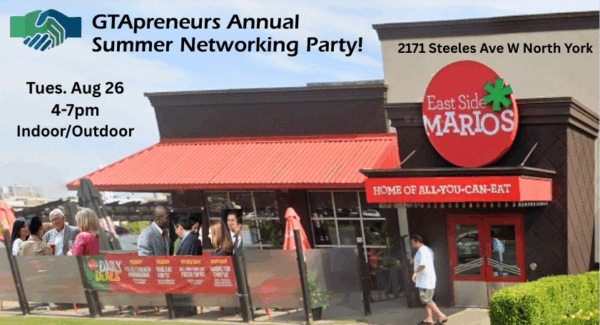 GTApreneurs August 26 Annual Summer Business Networking Party