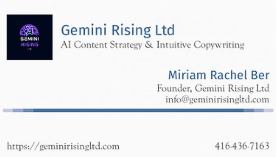 Miriam Rachel Ber, Social Media Marketing, business card