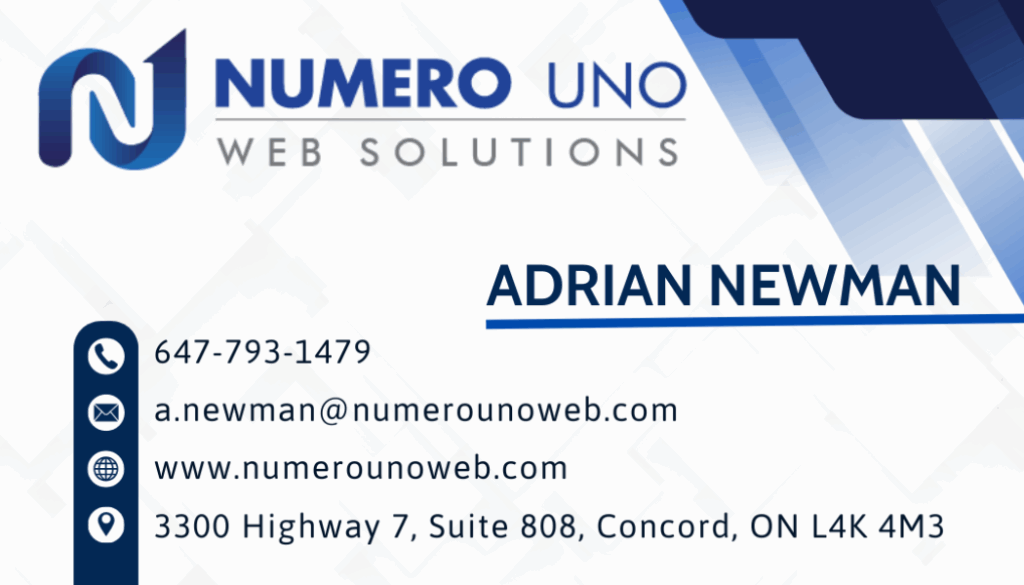 Adrian Newman, Website Development, SEO, PPC ads, business card