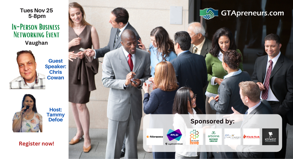 GTApreneurs Nov 25 Toronto Business Networking Event