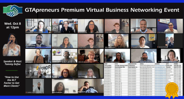 GTApreneurs Oct 8-2025 Premium Virtual Networking Event