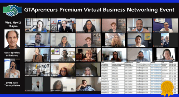 GTApreneurs Nov 12 Premium Virtual Networking Event - Woo