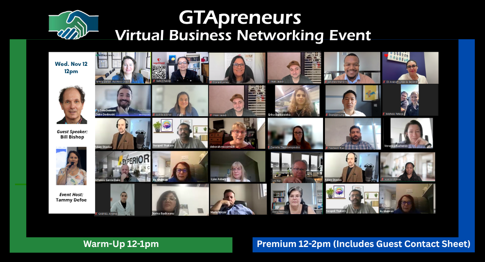 GTApreneurs Nov 12 Virtual Networking Event